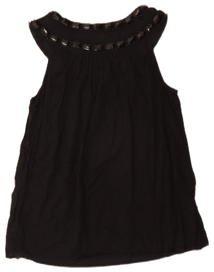 MICHAEL KORS Camicetta senza maniche da donna UK 12 Cotone nero medio