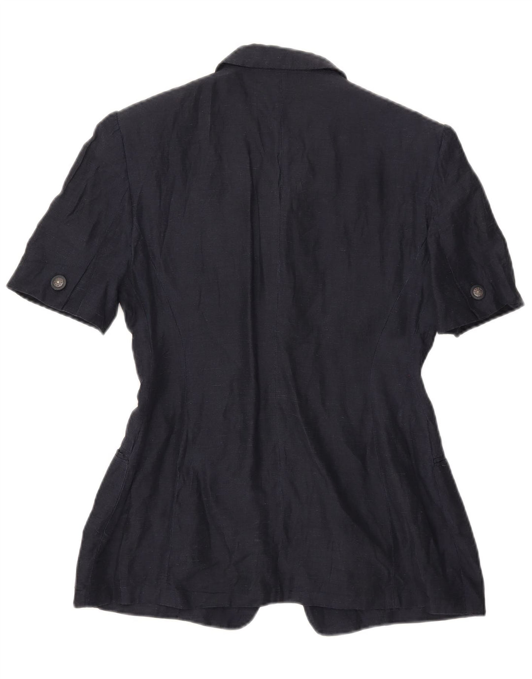 Giacca blazer vintage da donna a maniche corte a 4 bottoni UK 16 grande blu navy