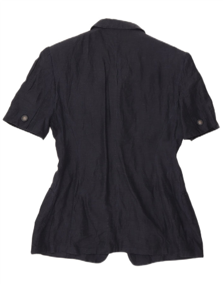 Giacca blazer vintage da donna a maniche corte a 4 bottoni UK 16 grande blu navy