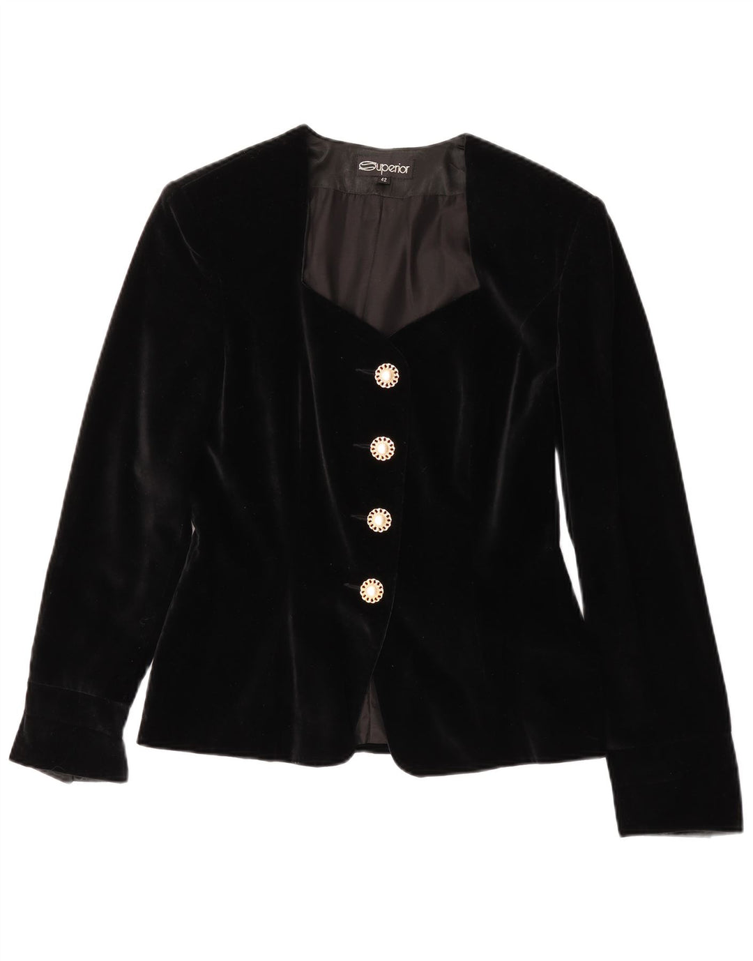 Set gonna da donna in velluto a 2 pezzi a 4 bottoni Superior IT 42 medio W28 nero
