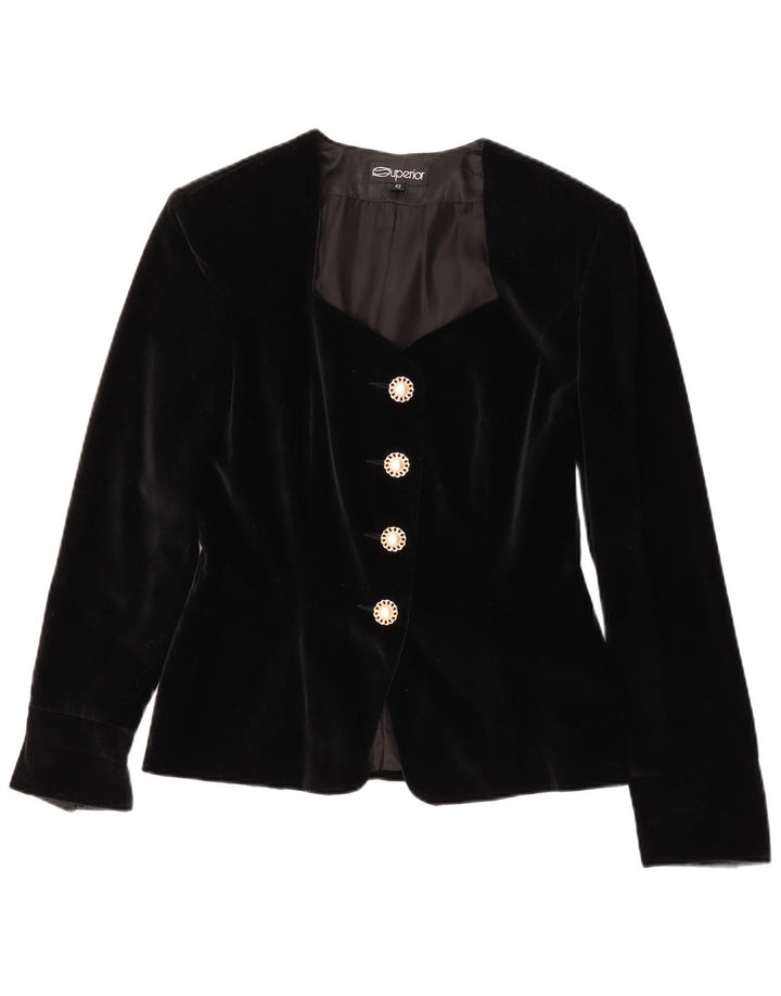 Set gonna da donna in velluto a 2 pezzi a 4 bottoni Superior IT 42 medio W28 nero