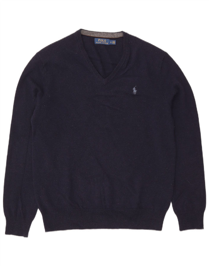 Polo Ralph Lauren Maglione da uomo con scollo a V in lana blu navy medio
