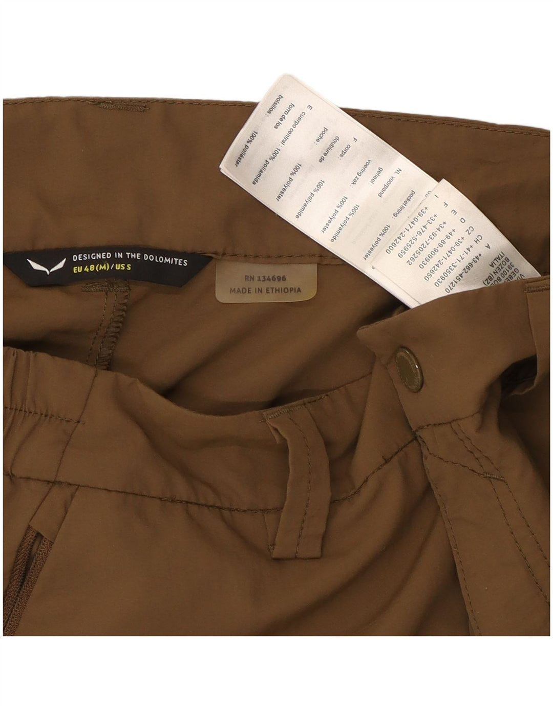 Pantaloni chino dritti da uomo vintage medi W32 L32 marrone in poliammide