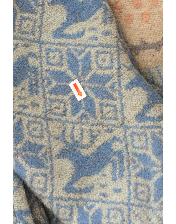 Cappotto giacca a vento dal taglio ampio da donna VINTAGE UK 16 Large Blue Fair Isle