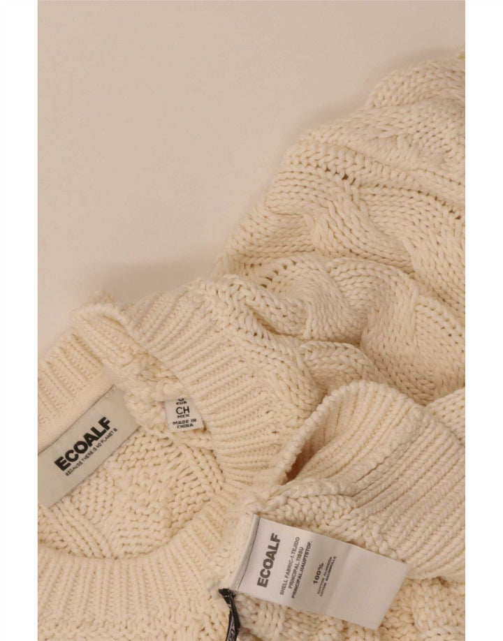 Maglione maglione girocollo oversize da donna vintage UK 10 piccolo bianco sporco