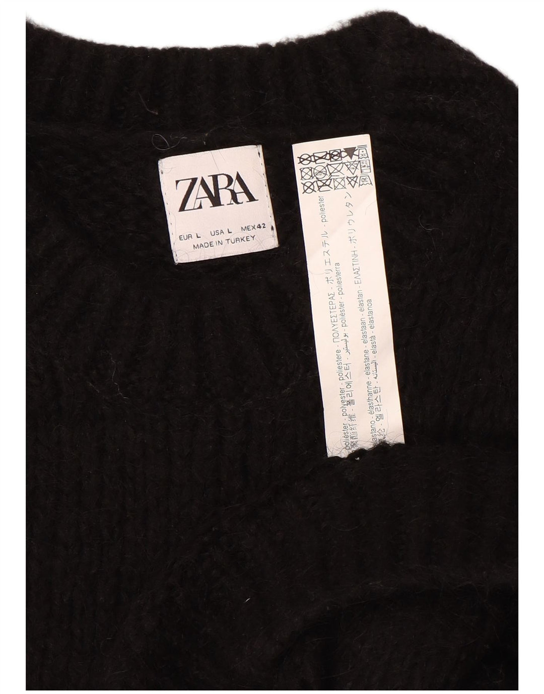 Maglione maglione girocollo da uomo Zara grande poliestere nero