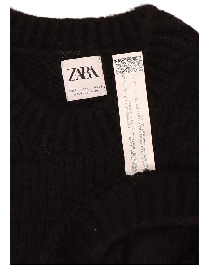 Maglione maglione girocollo da uomo Zara grande poliestere nero
