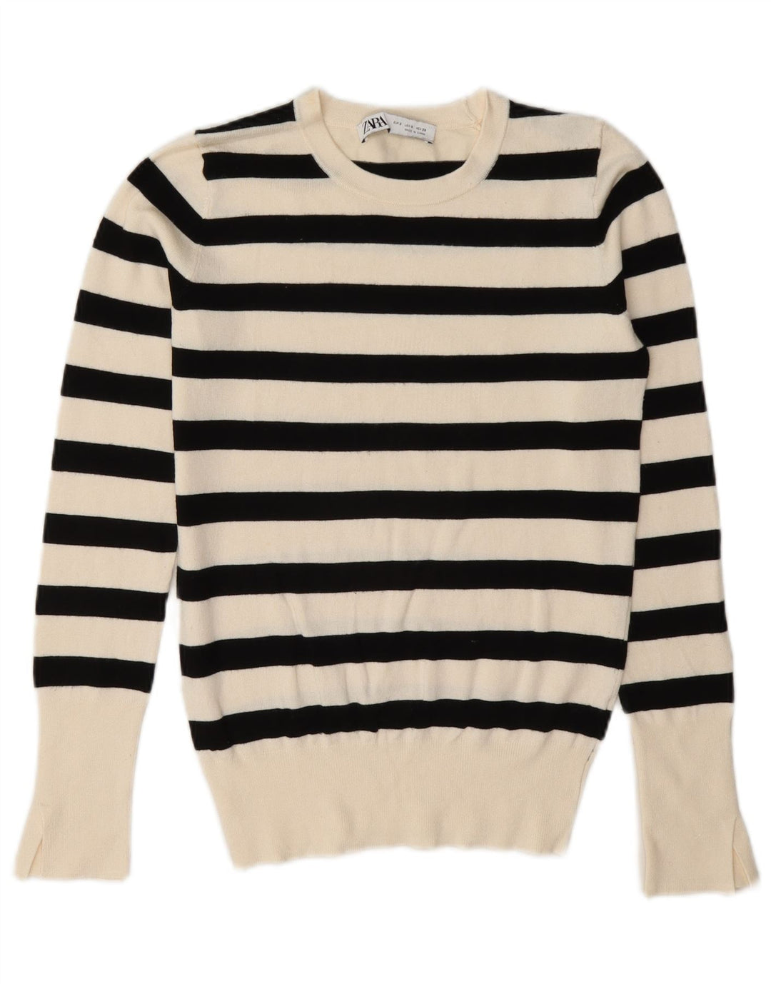 Maglione maglione girocollo da donna Zara UK 10 piccolo a righe bianche