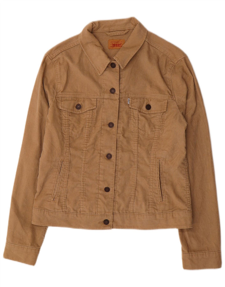 Giacca da donna in velluto a coste LEVI'S UK 16 grande cotone beige
