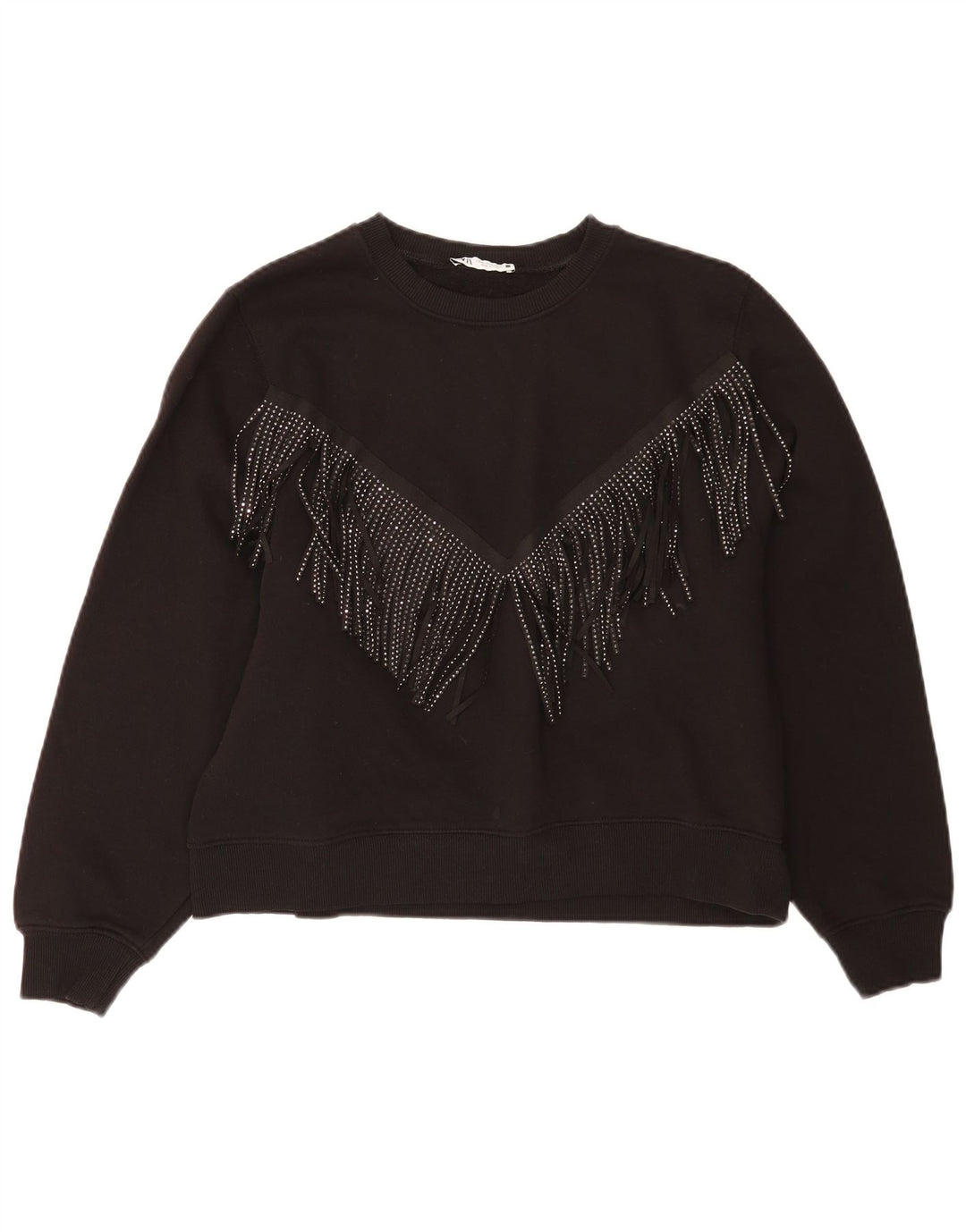 Felpa corta oversize da donna Zara UK 14 cotone nero medio