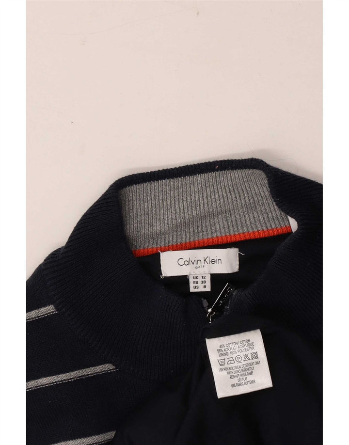 Maglione cardigan da donna Calvin Klein UK 12 medio blu navy a righe