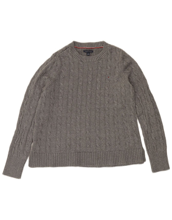 Maglione maglione girocollo da donna Tommy Hilfiger UK 14 Grigio medio chiazzato