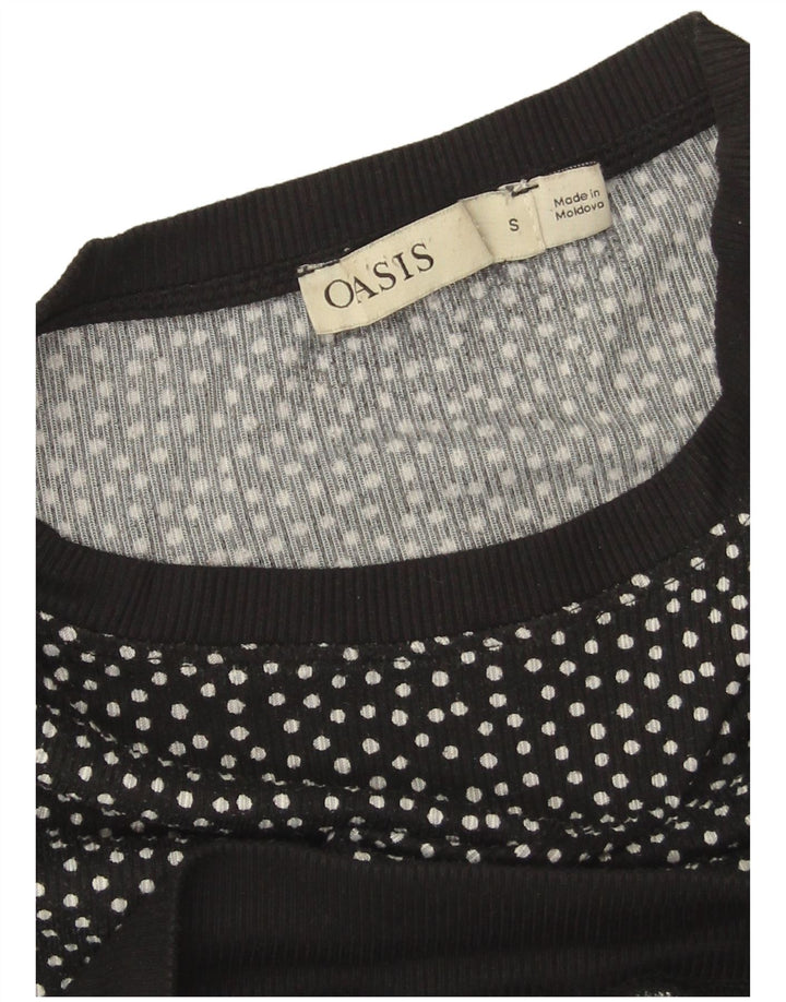 Felpa oversize corta da donna Oasis UK 10 piccolo pois nero