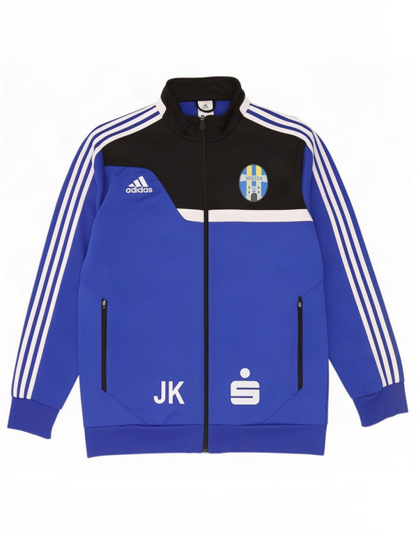 Giacca da ginnastica grafica da uomo Adidas XL blu in poliestere color block