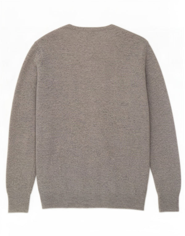 Maglione cardigan da donna Benetton UK 14 grande lana screziata grigia