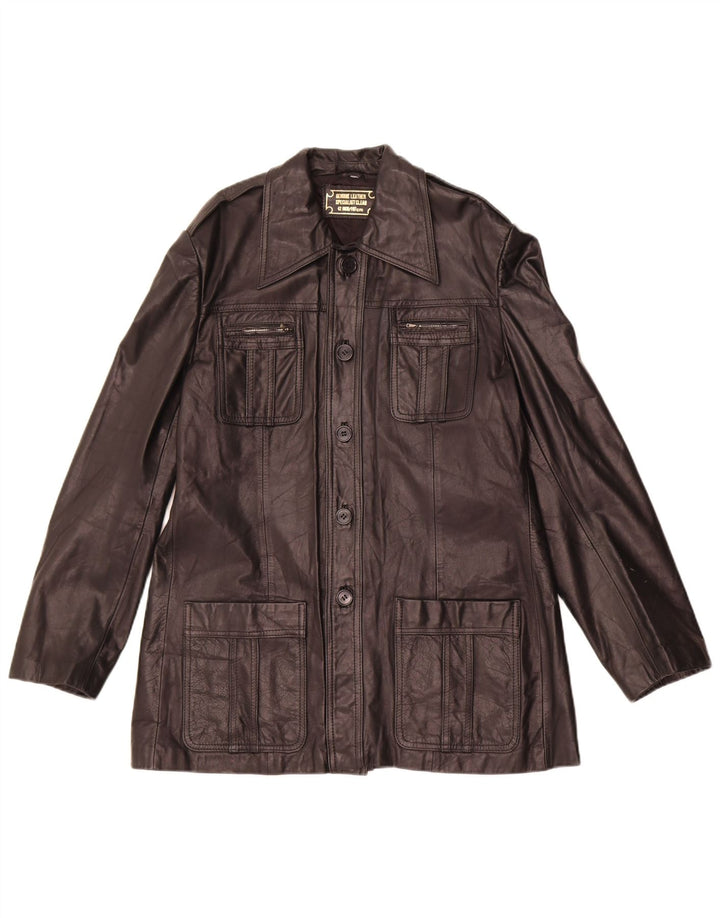 Giacca in pelle da donna vintage IT 42 media in pelle nera