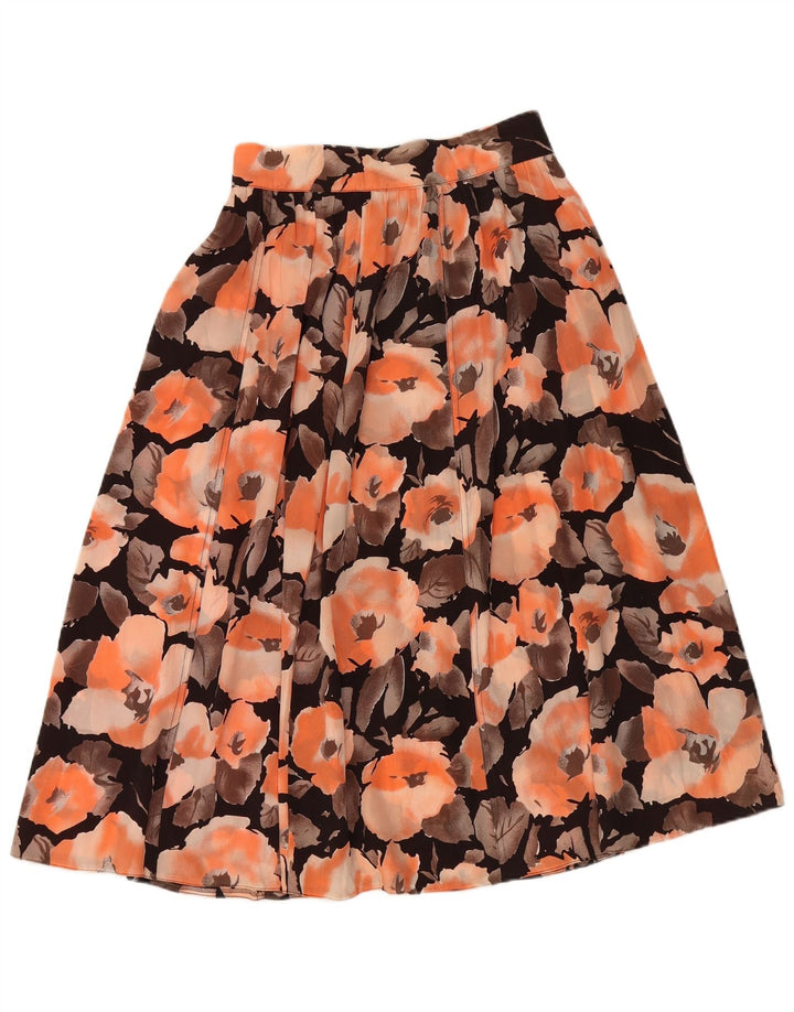 Gonna svasata da donna vintage W28 floreale arancione medio