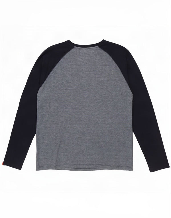 Top da uomo a maniche lunghe Superdry 2XL in cotone color block blu