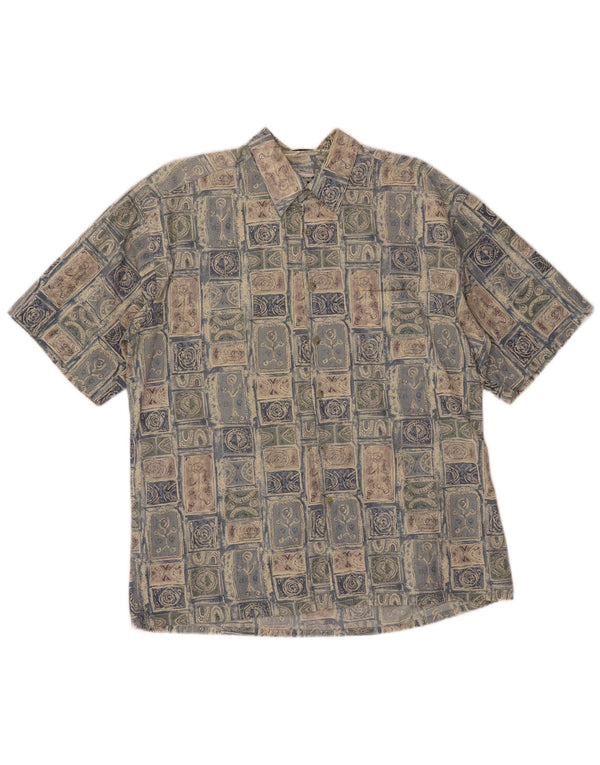 Camicia a maniche corte da uomo Pierre Cardin grande cotone patchwork blu