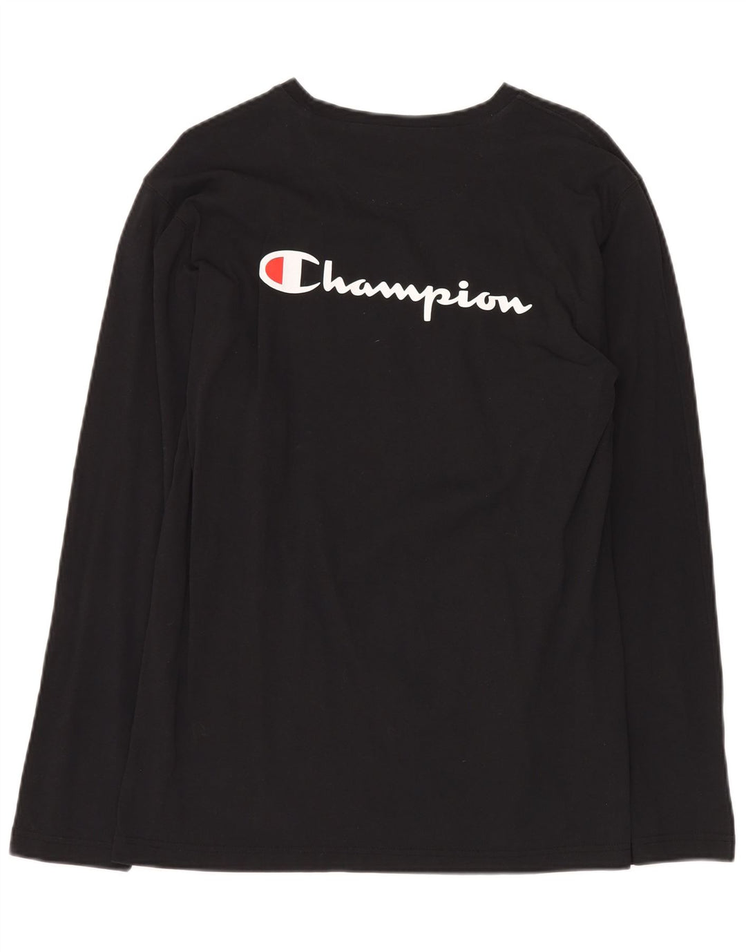 CHAMPION Top grafico da uomo a maniche lunghe in cotone nero grande