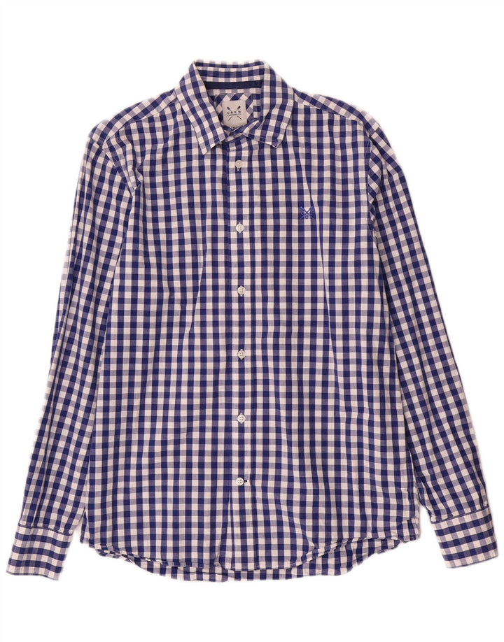 Crew Clothing Camicia da uomo piccola in cotone a quadretti blu