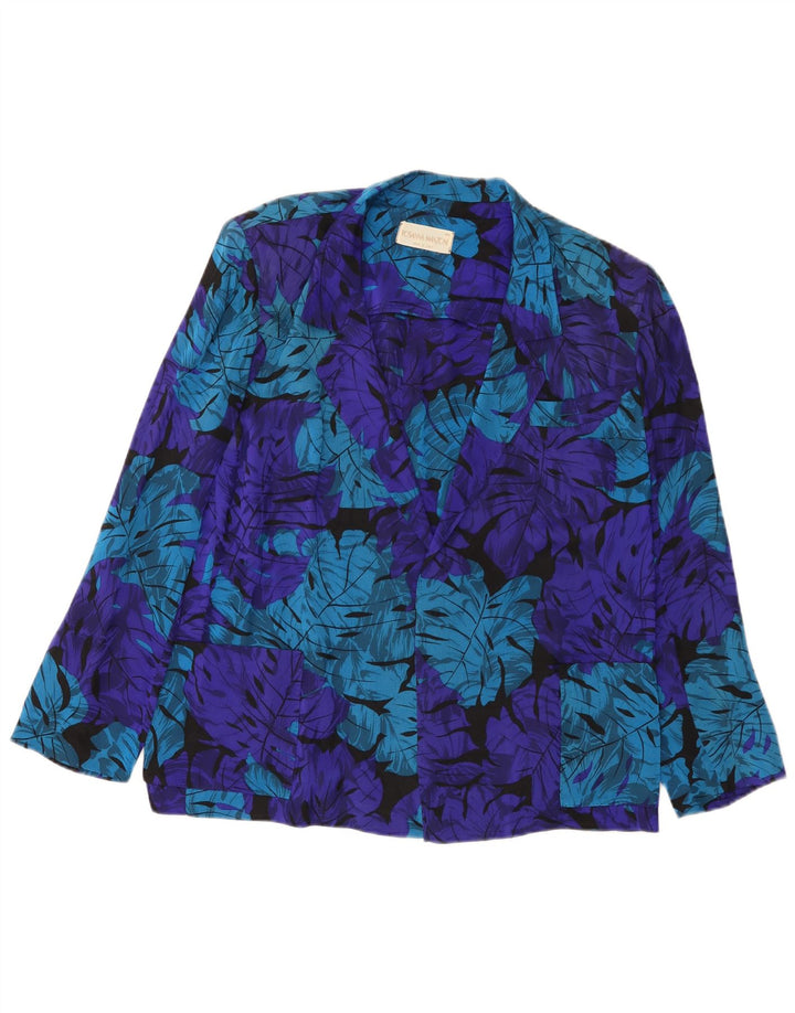 Giacca Blazer Aperta Donna Rosanna Manzoni IT 44 Blu Medio Floreale