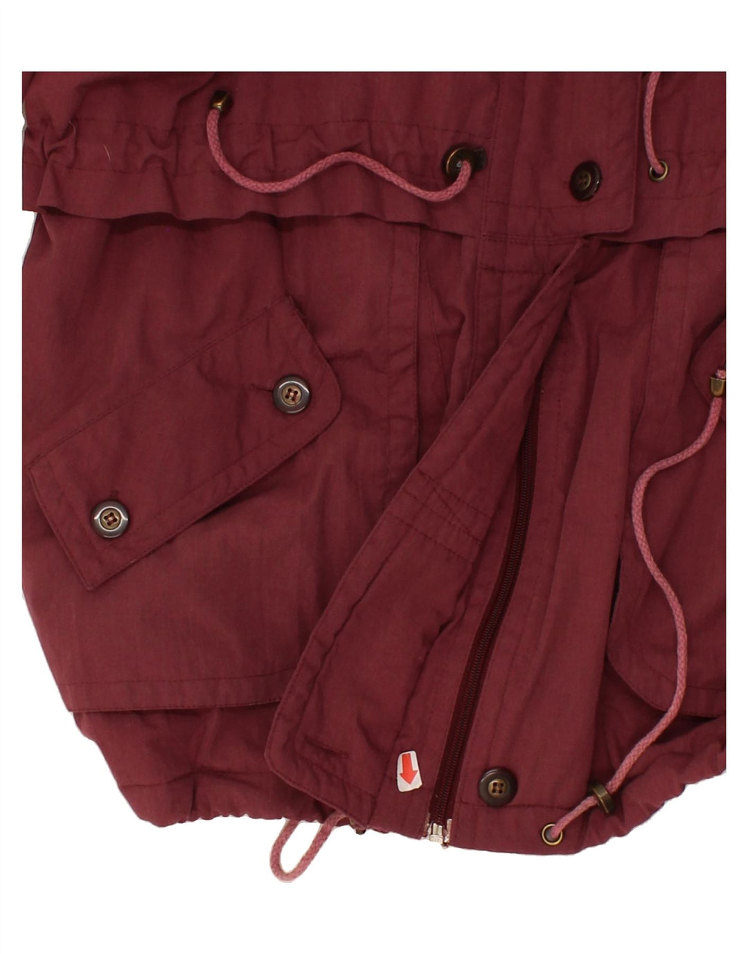 VINTAGE Womens Oversized Utility Jacket IT 40 Small Burgundy Polyester Vintage Vintage and Second-Hand Vintage from Messina Hembry 