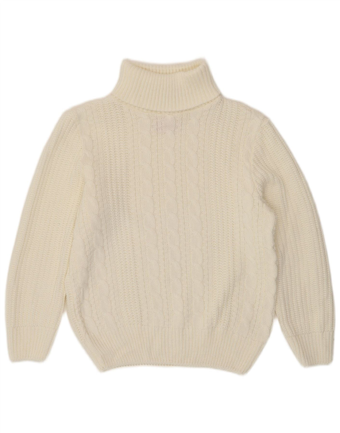 Maglione maglione vintage da donna con collo alto UK 14 grande viscosa bianca