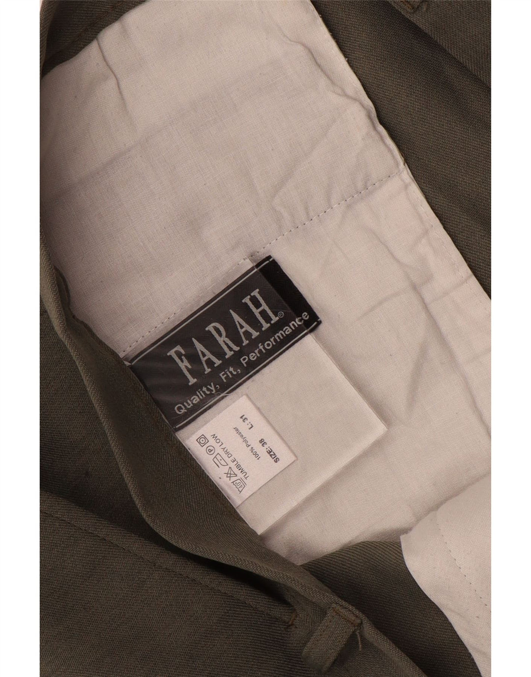 Pantaloni casual dritti da uomo Farah W38 L31 poliestere kaki