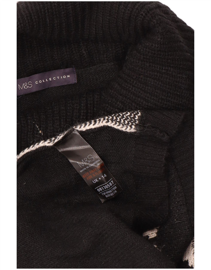 Maglione maglione a collo alto da donna Marks & Spencer UK 14 medio nero floreale