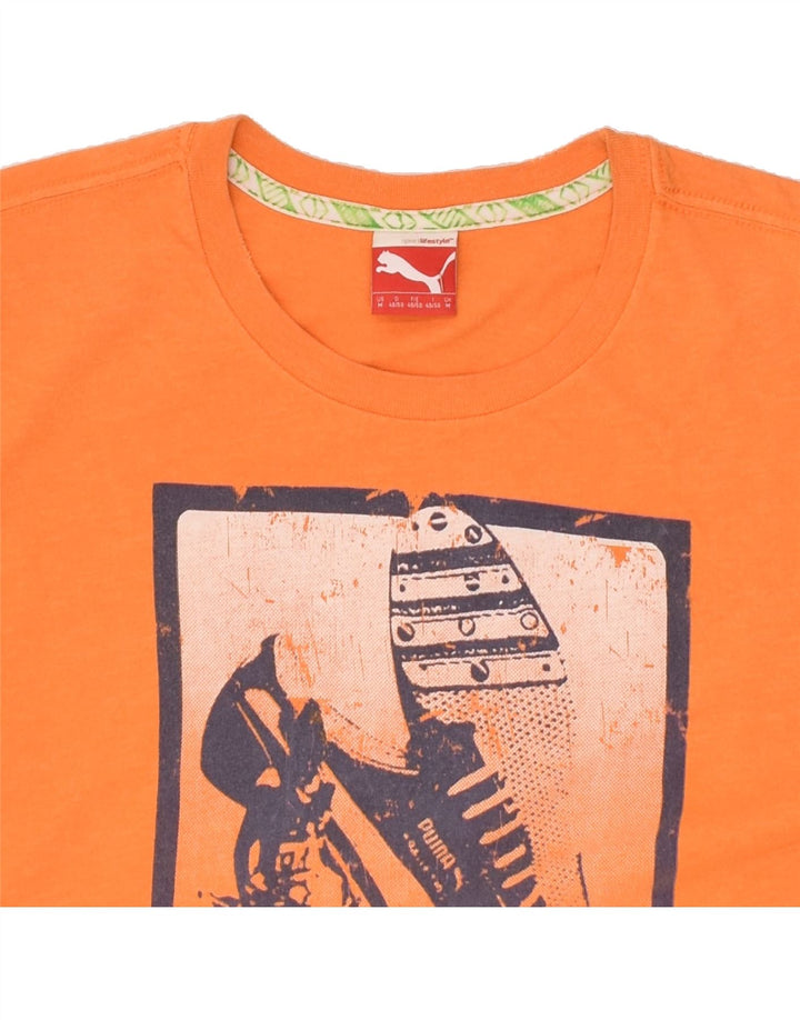 PUMA Mens Graphic T-Shirt Top Medium Orange Cotton Vintage Puma and Second-Hand Puma from Messina Hembry 
