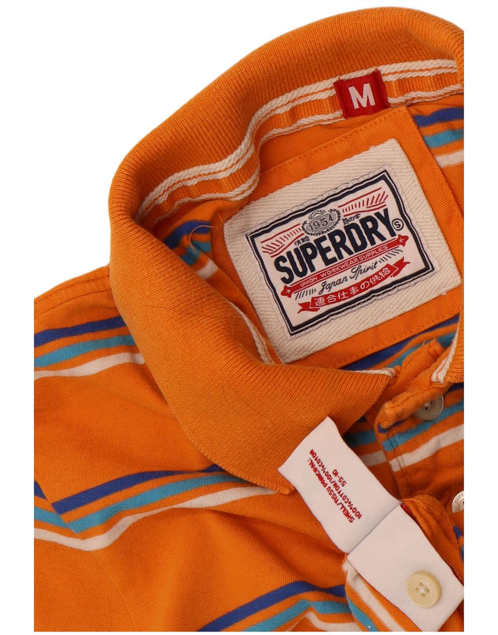 Polo grafica da uomo Superdry in cotone a righe arancioni medie