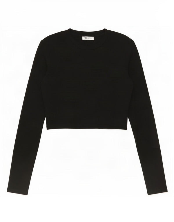 Top corto da donna Zara a maniche lunghe UK 12 medio nero