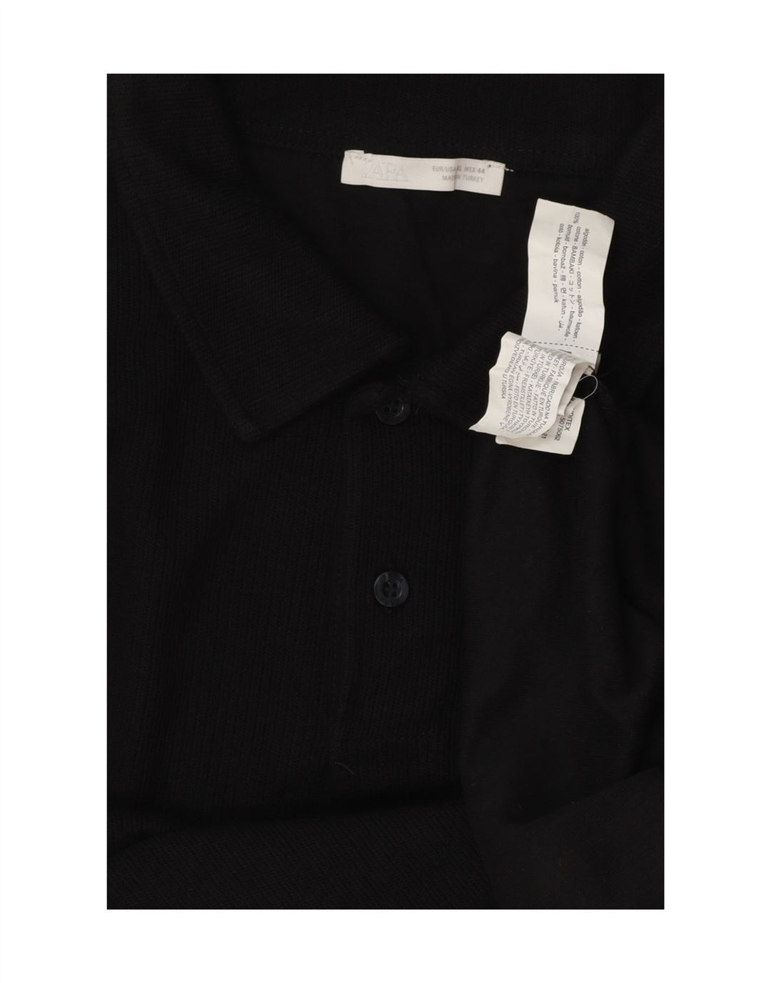 ZARA Mens Polo Shirt XL Black Cotton