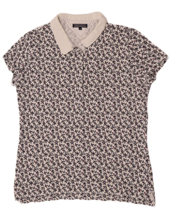 Polo manica corta da donna Tommy Hilfiger UK 20 2XL bianco floreale