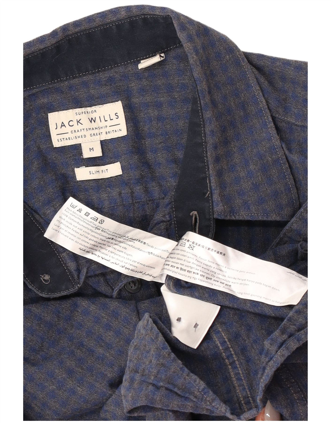 Camicia slim fit da uomo Jack Wills in cotone a quadretti blu medio