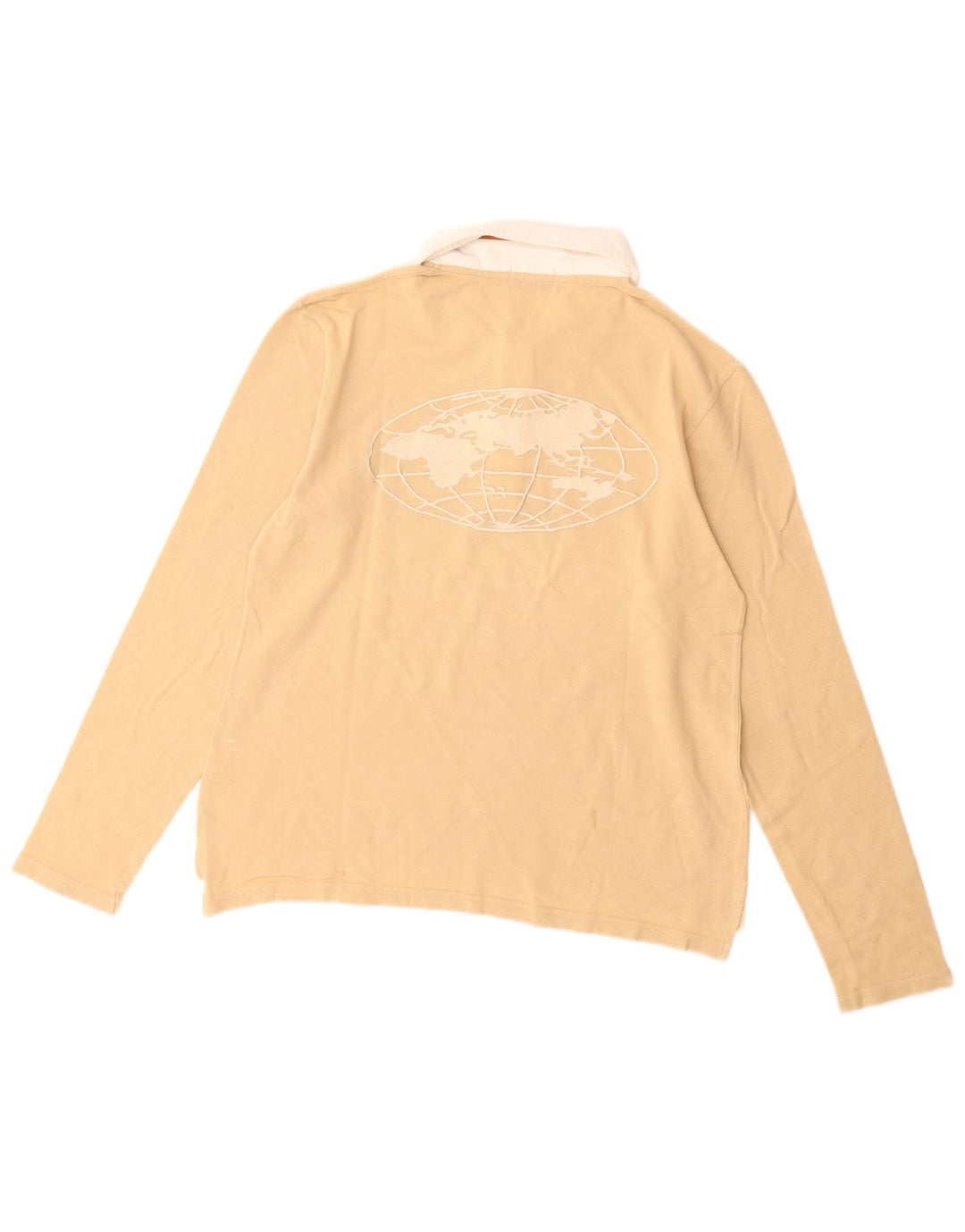 ALVIERO MARTINI Polo da rugby grafica da uomo a maniche lunghe Beige medio