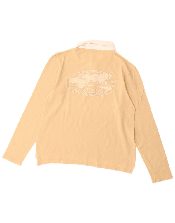 ALVIERO MARTINI Polo da rugby grafica da uomo a maniche lunghe Beige medio