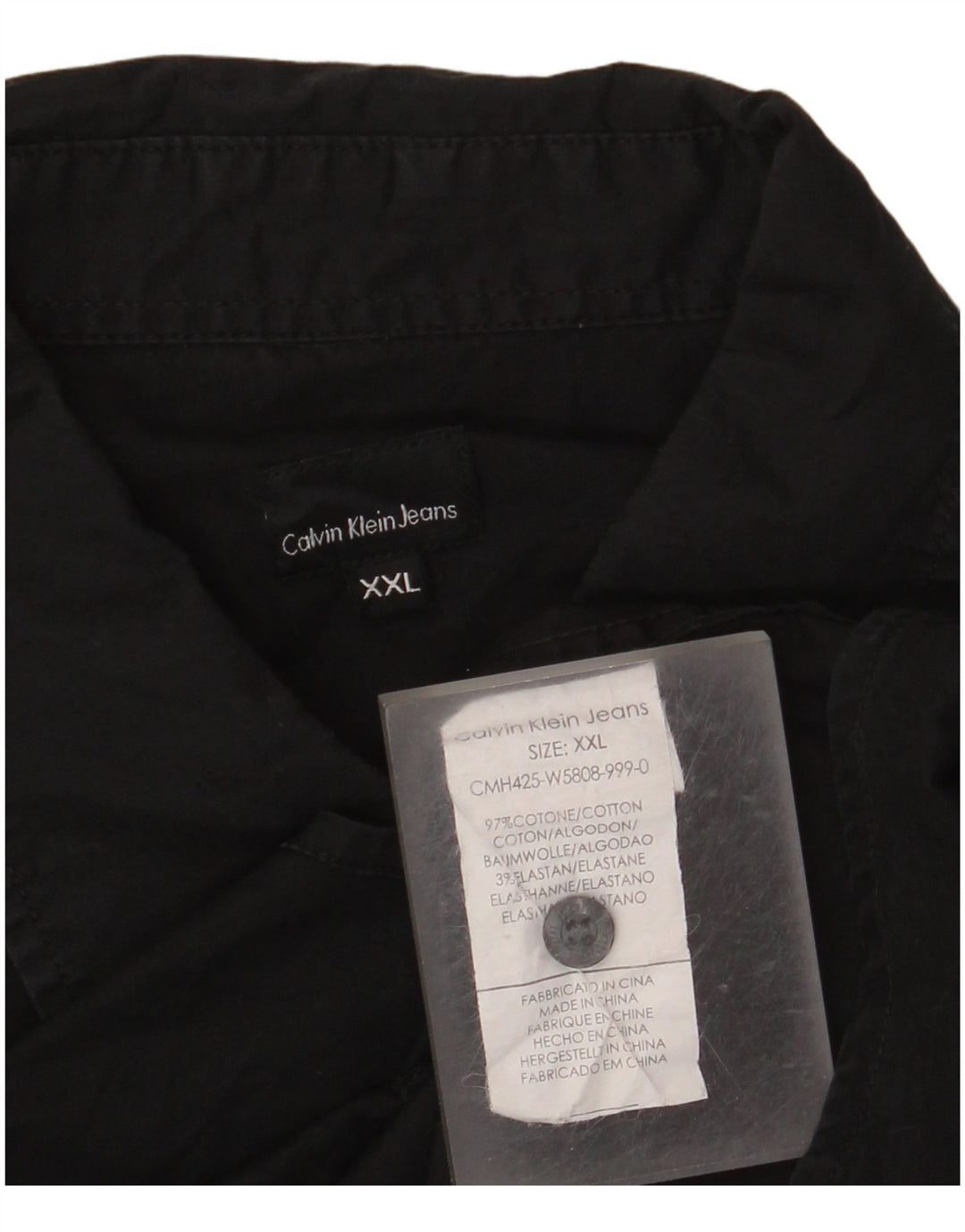 CALVIN KLEIN JEANS Camicia a maniche corte da uomo 2XL Cotone nero