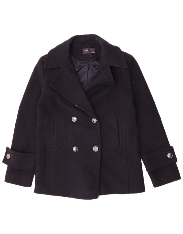 Cappotto da marinaio oversize da donna Marks & Spencer UK 8 piccolo poliestere blu navy