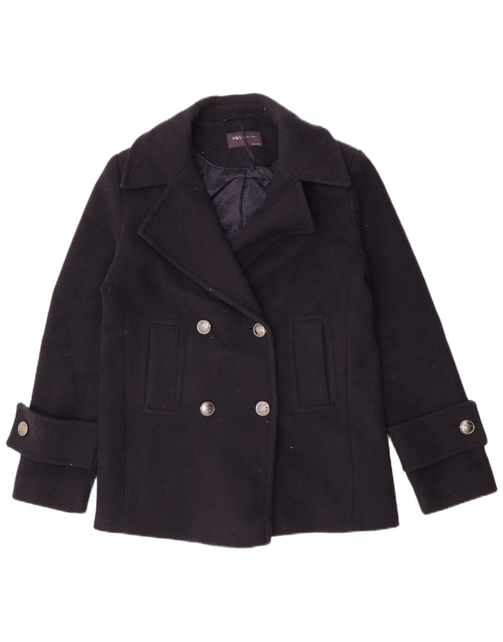 Cappotto da marinaio oversize da donna Marks & Spencer UK 8 piccolo poliestere blu navy