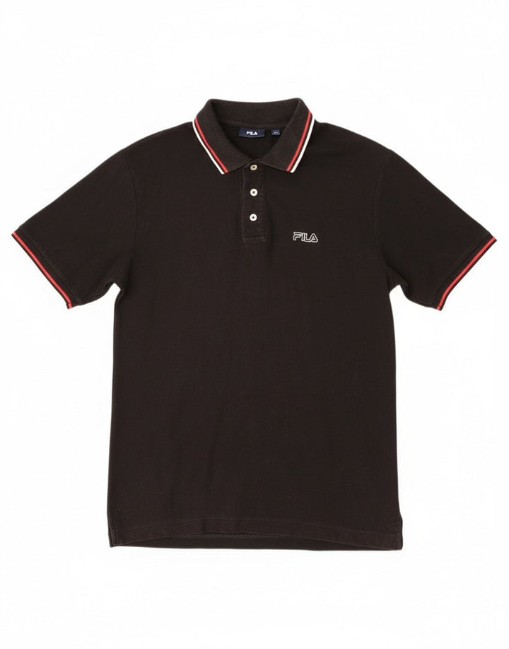 Polo da uomo Fila in cotone nero medio