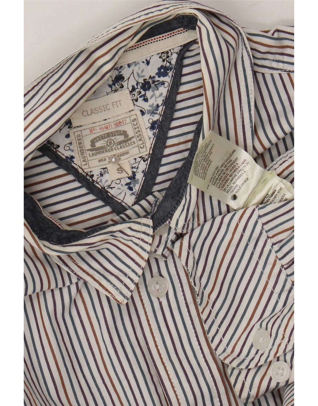 Camicia da uomo classica di White Stuff, piccola, in cotone gessato multicolore