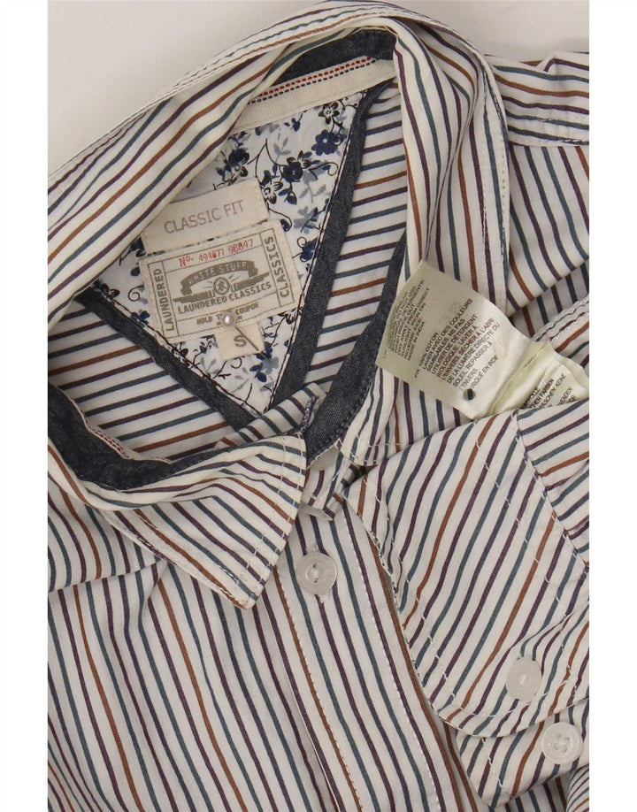 Camicia da uomo classica di White Stuff, piccola, in cotone gessato multicolore