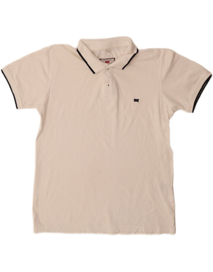Polo Carrera da uomo vestibilità regolare in cotone bianco medio
