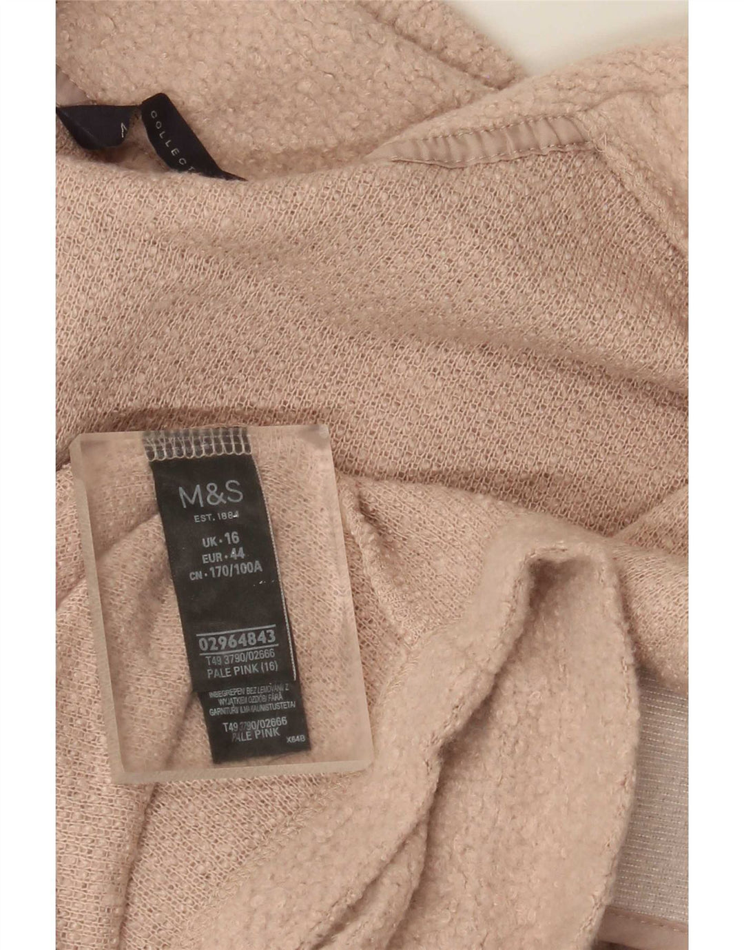 Maglione cardigan lungo da donna Marks & Spencer UK 16 grande poliestere rosa