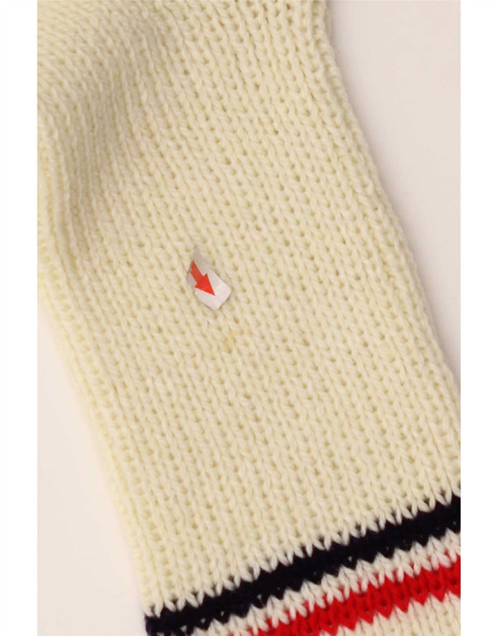Maglione vintage da uomo con scollo a V piccolo a righe bianche