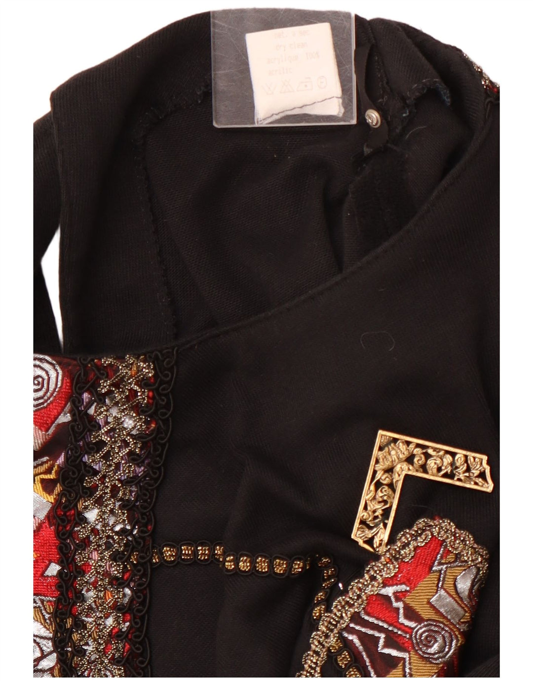 Camicetta a maniche lunghe grafica da donna VINTAGE Top UK 12 Acrilico nero medio