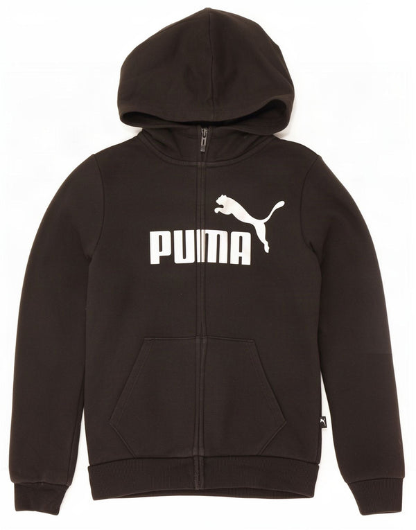 Felpa con cappuccio e zip grafica per ragazze Puma 11-12 anni in cotone nero