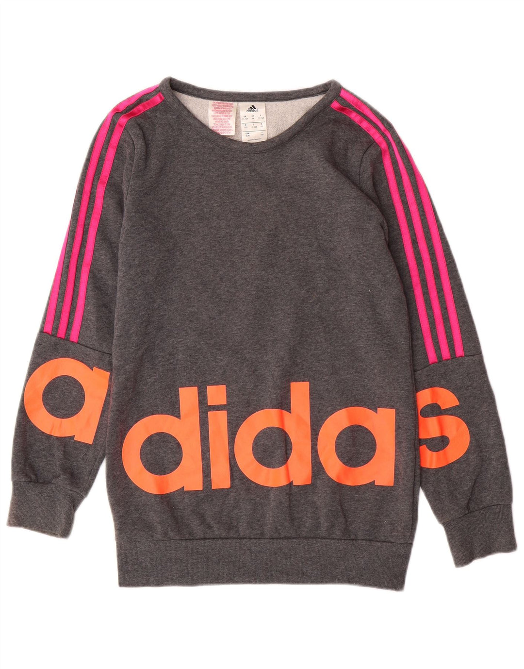 Felpa grafica ADIDAS per ragazze 11-12 anni in cotone grigio